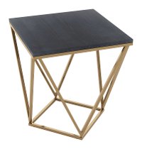 Black and Gold End Table with Marble Top - Verona-4