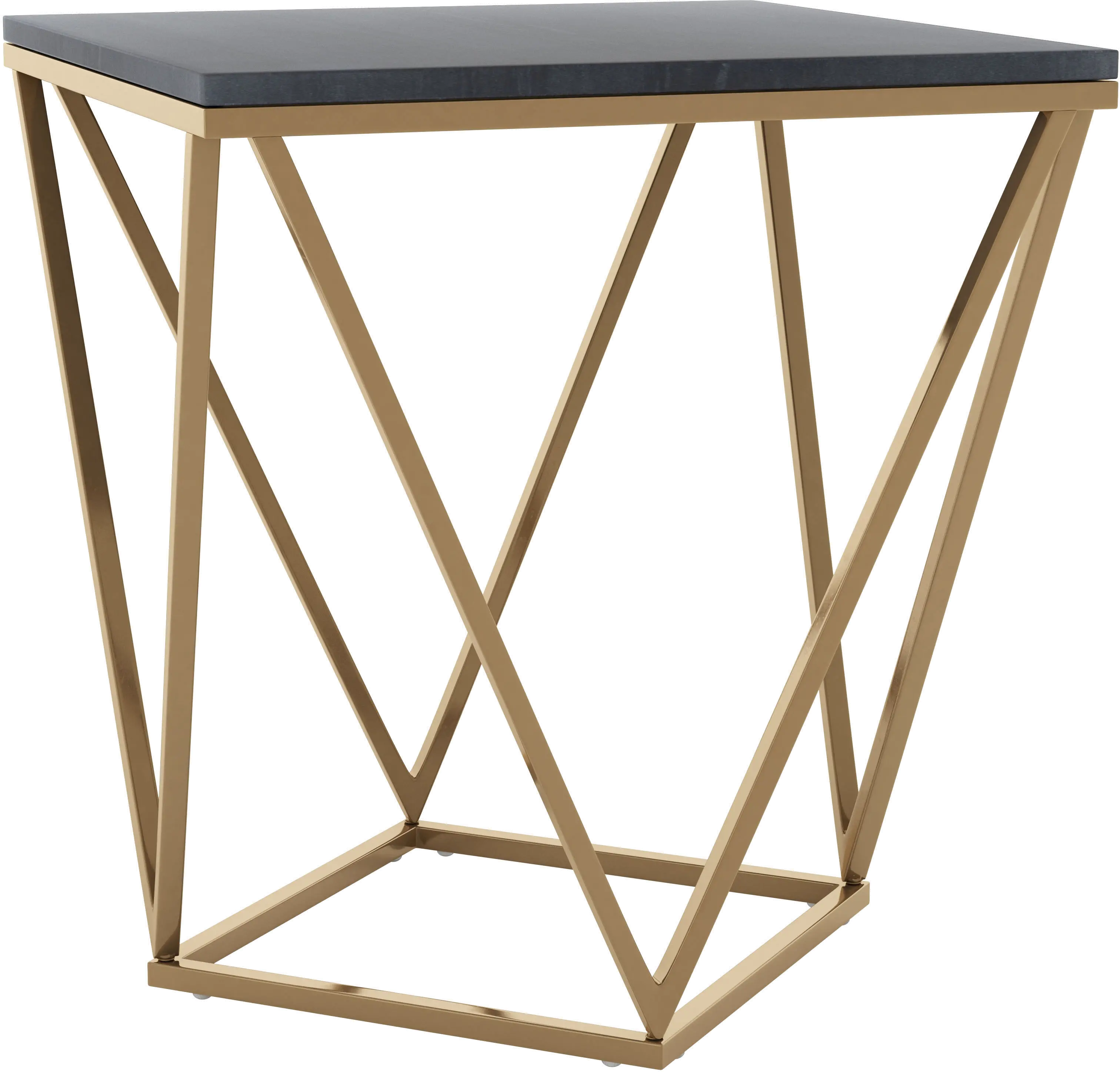 Black and Gold End Table with Marble Top - Verona-5
