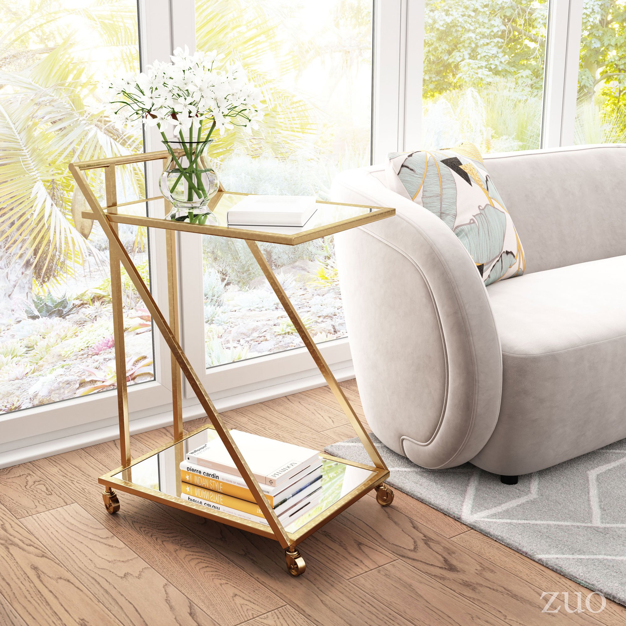 Glam Gold and Mirror Bar Cart - Alto-1