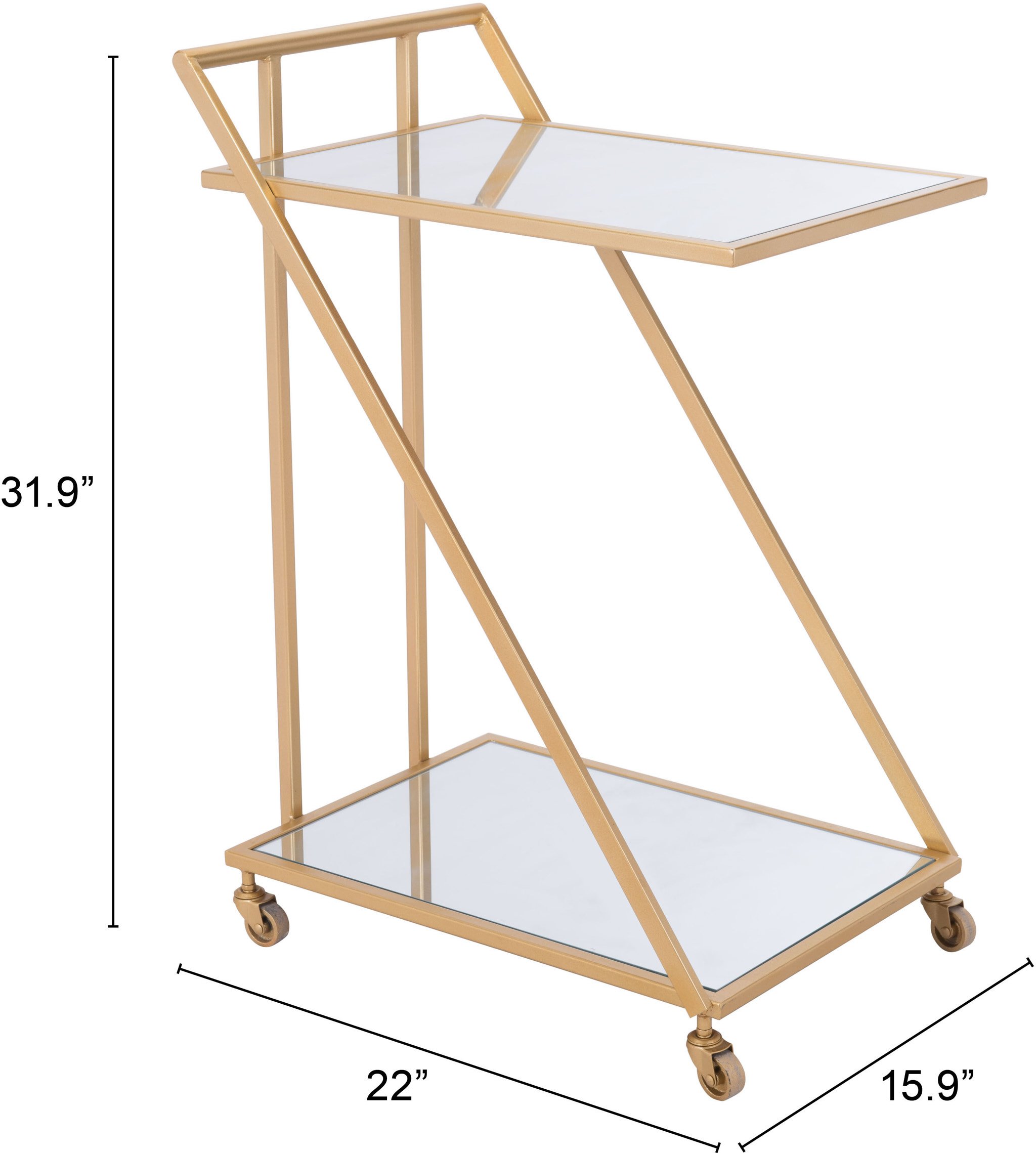 Glam Gold and Mirror Bar Cart - Alto-8