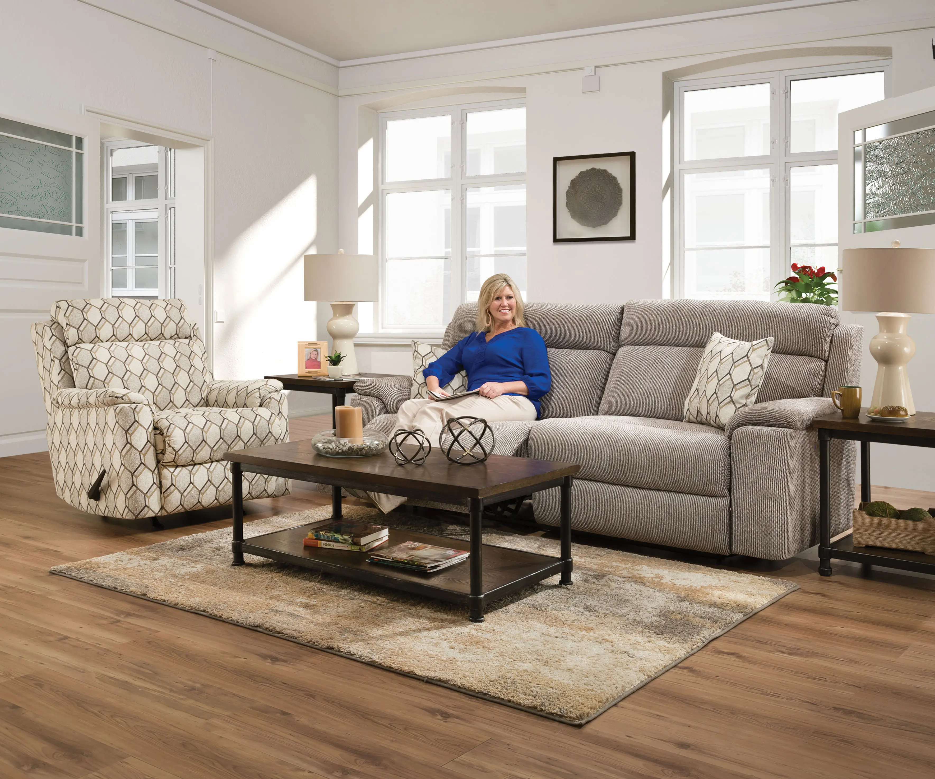Warwick Silver Contemporary Reclining Sofa-2