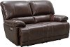 Brown Leather Power Reclining Love Seat - Sorrento