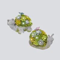 Assorted Resin Turtle or Snail Figurine with Faux Succulent