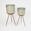 24 Inch Round Galvanized Planter on Stand