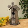 15 Inch Antique Metal Birdhouse with Wind Spinner