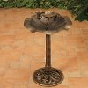 Antique Bronze Birdbath with Flower on Basin