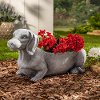 22 Inch Magnesium Light Gray Dog Figurine Outdoor Planter