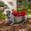 22 Inch Magnesium Light Gray Dog Figurine Outdoor Planter