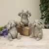 Assorted 7 Inch Gray and Green Bunny Outdoor Figurine