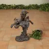 23 Inch Resin Boy and Girl Playing Outdoor Figurine