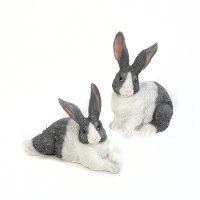Assorted Gray and White Resin Bunny Figurine-2