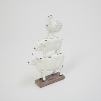 White Resin Ceramic Stacking Animals Figurine