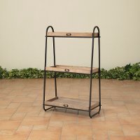 39 Inch Wood and Metal 3-Tier Shelving Rack