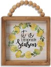 5 Inch Wood Lemonade Season Block with Beaded Handle