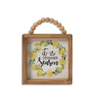 5 Inch Wood Lemonade Season Block with Beaded Handle