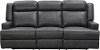 Steel Gray Leather Power Reclining Sofa - Elliot