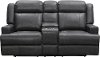 Steel Gray Leather Power Reclining Loveseat with Console - Elliot
