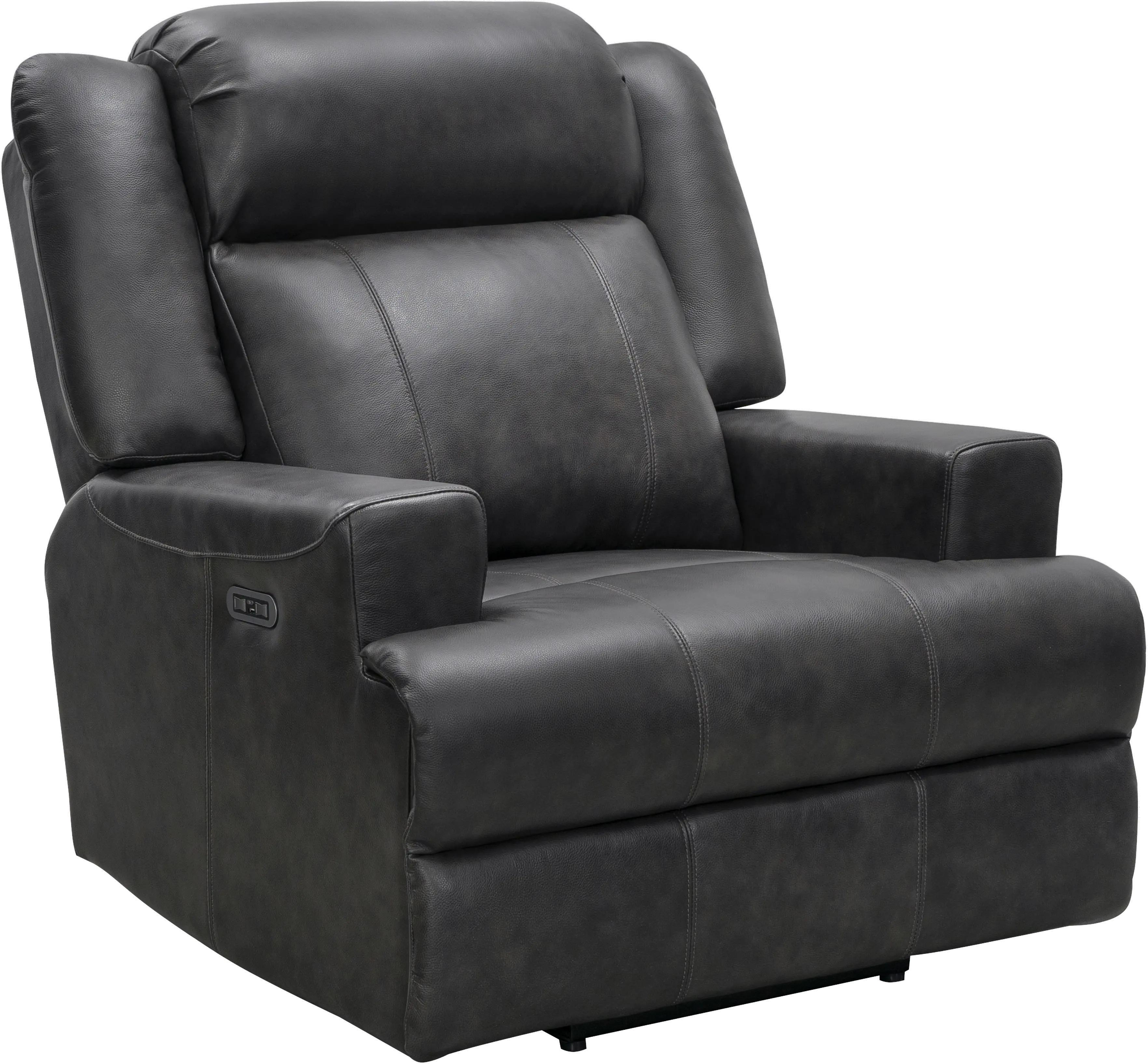 Elliot Steel Gray Leather Power Recliner-2