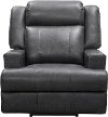 Steel Gray Leather Power Recliner - Elliot