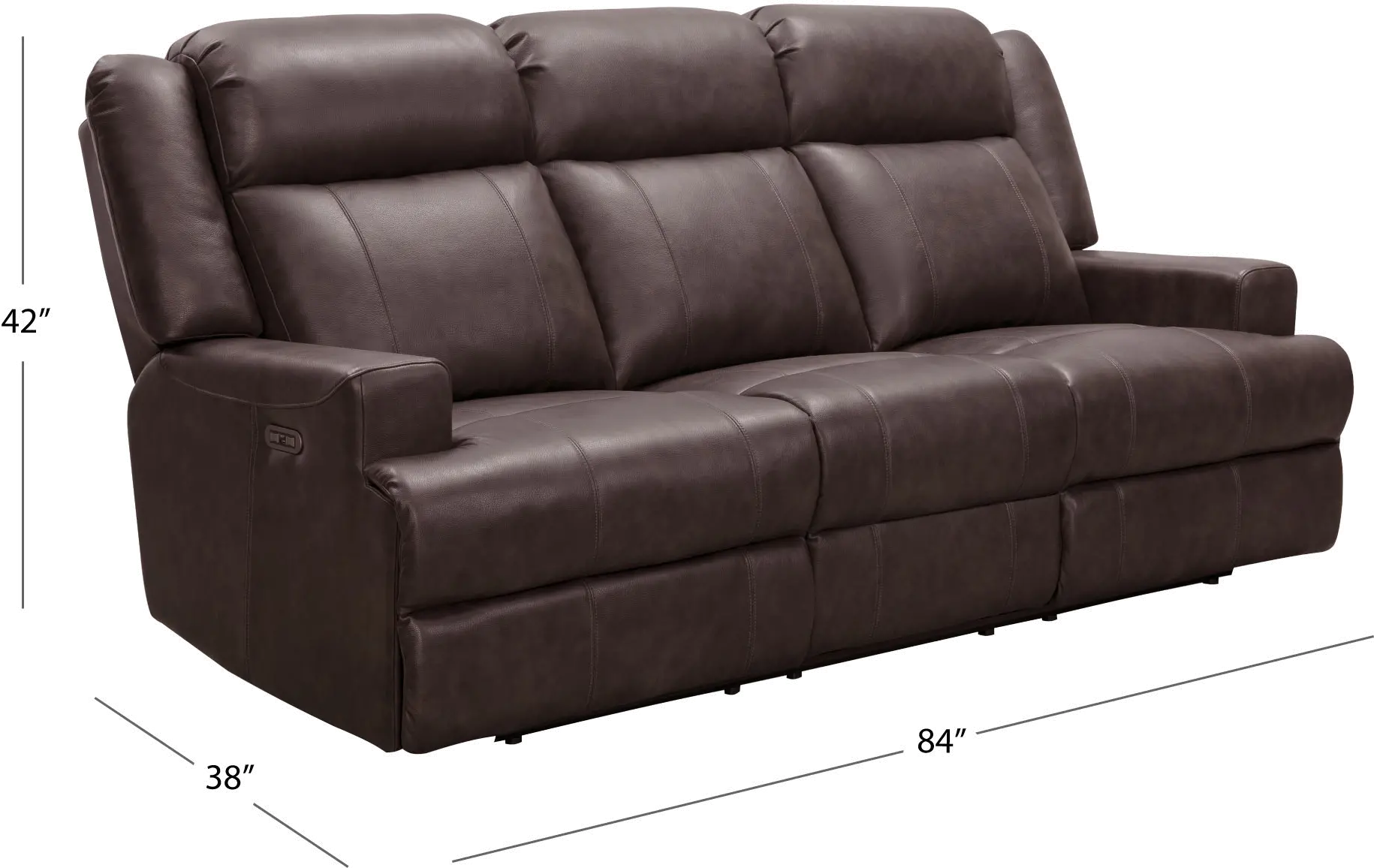 Elliot Dark Brown Leather Power Reclining Sofa-4