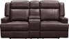 Dark Brown Leather Power Reclining Loveseat with Console - Elliot