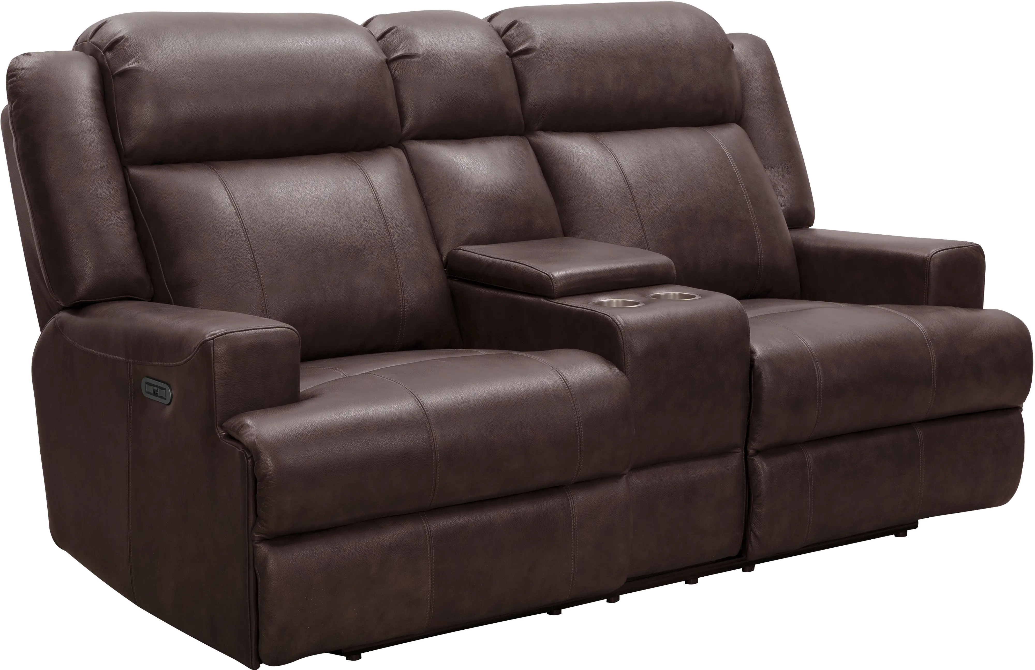 Elliot Dark Brown Leather Power Reclining Loveseat with Console-2