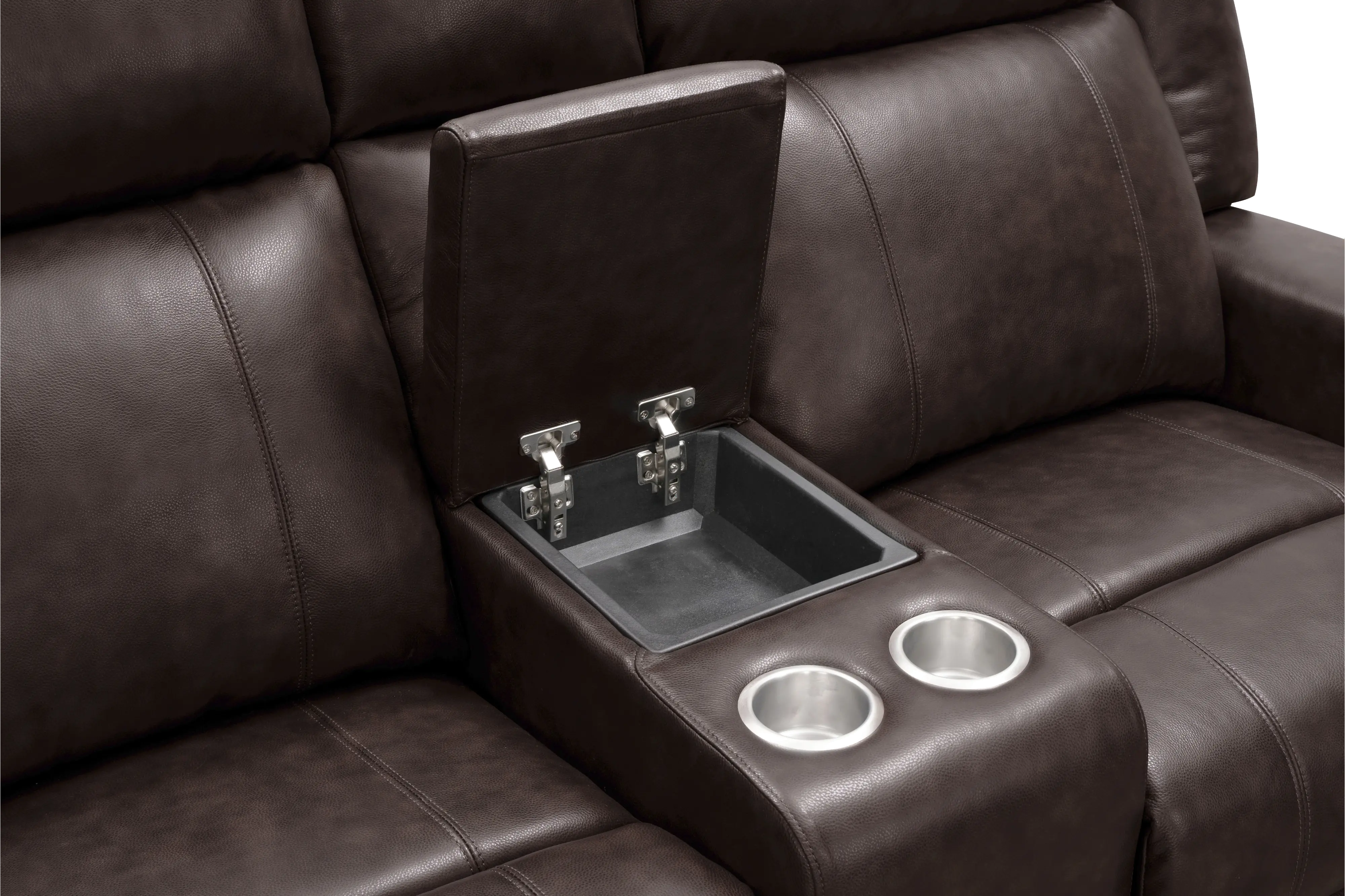Elliot Dark Brown Leather Power Reclining Loveseat with Console-5