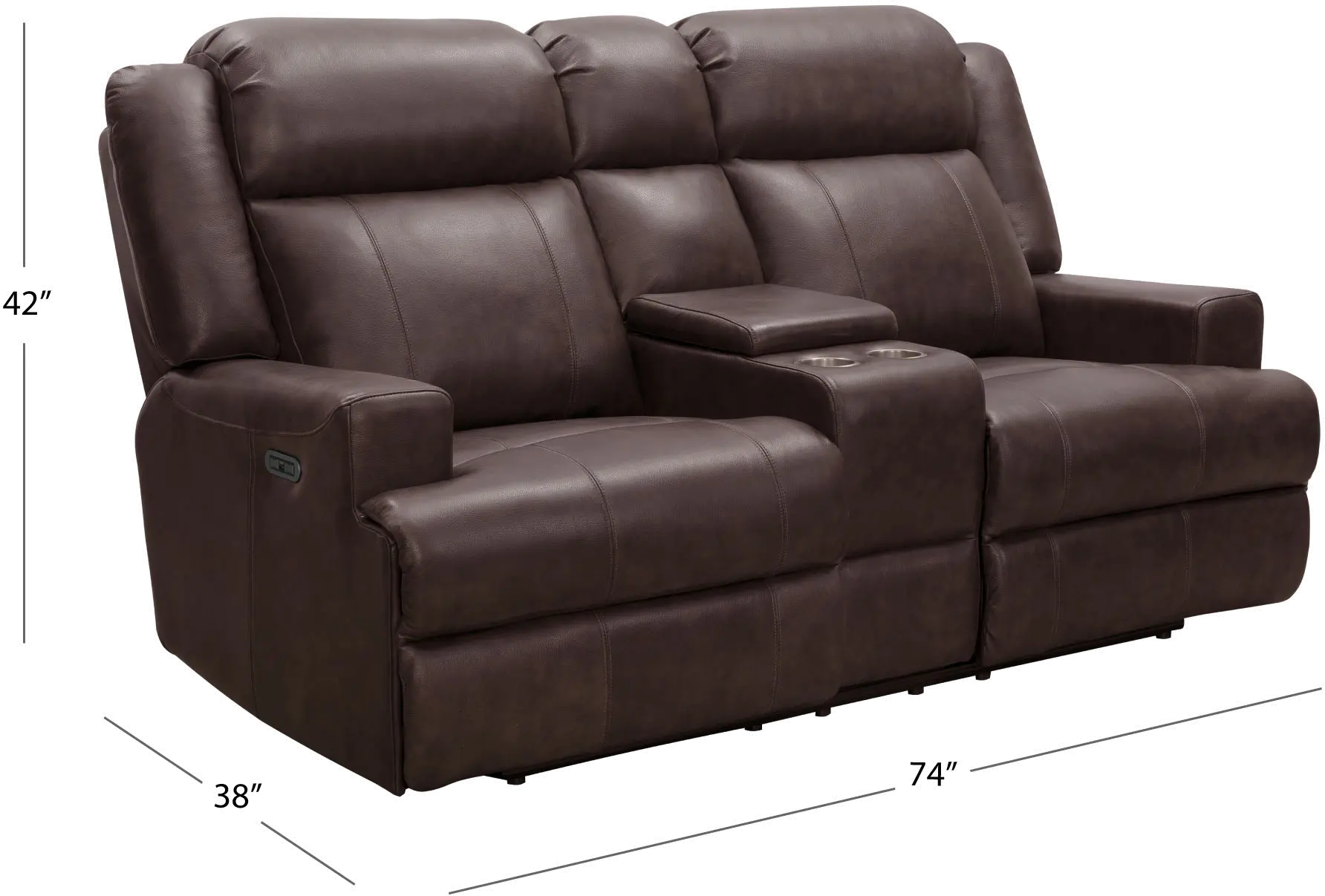 Elliot Dark Brown Leather Power Reclining Loveseat with Console-6