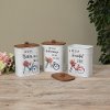 Assorted Metal Spring Design Canister with Wooden Lid