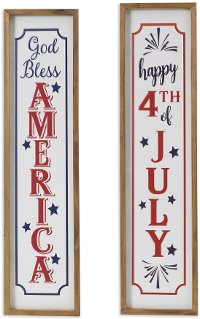Assorted Red, White, and Blue Wood and Metal Embossed Wall Sign