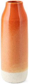 15 Inch Marigold Orange and Cream Ceramic Vase