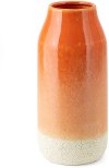 12 Inch Marigold Orange and Cream Ceramic Vase