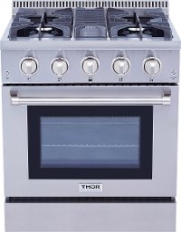 HRD3088U Thor 30 Inch Professional Dual Fuel Convection Range - Stainless Steel