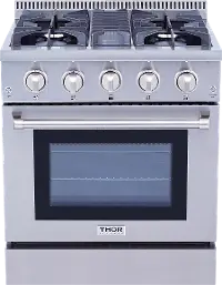HRD3088U Thor 30 Inch Professional Dual Fuel Convection Range - Stainless Steel