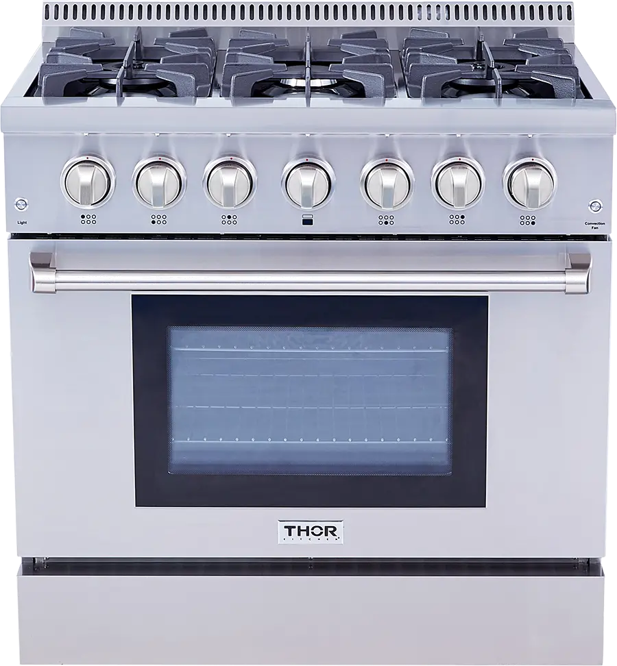 HRD3606U Thor 36 Inch Professional Dual Fuel Convection Range - Stainless Steel-1
