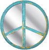 Bright Teal Peace Sign Wall Mirror