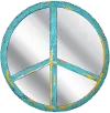 Clearance Bright Teal Peace Sign Wall Mirror