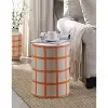 Clearance Orange on Cream Gingham Check Ceramic Stool - Flannery
