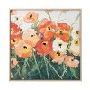 Clearance Orange, Yellow, White, and Green Floral Acrylic on Canvas Framed