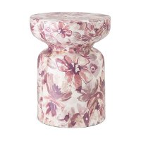 18 Inch Blush Pink and Purple Floral Garden Stool-1