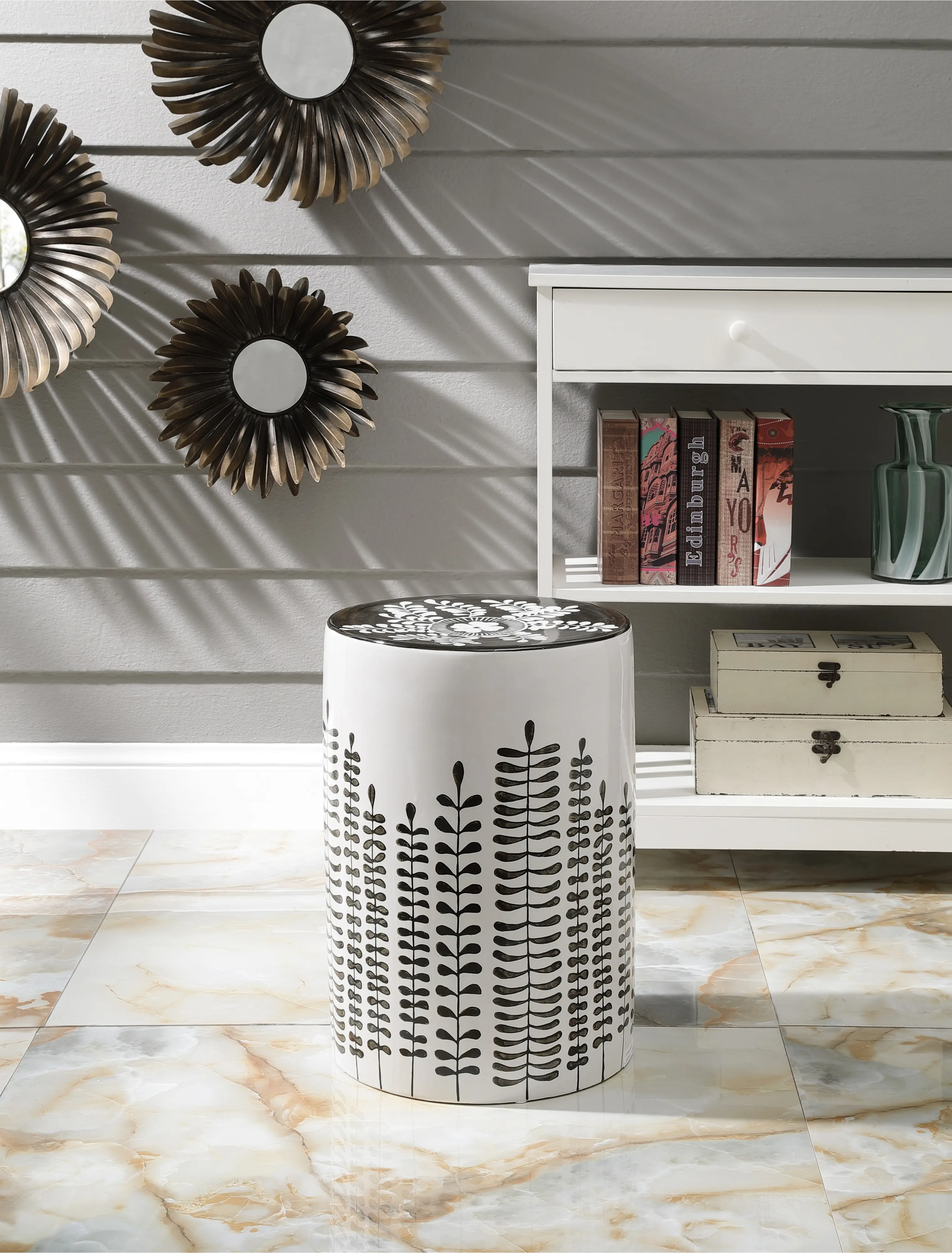 Black and White Ceramic Stool-1