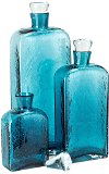 9 Inch Modern Blue Glass Bottle with Stopper