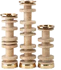 16 Light Neutral Wood and Gold Metal Candle Holder