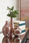 Modern 3 Inch Pink and Brown Art Glass Deco Vase