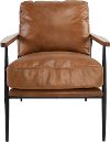 Mid Century Tan Leather Club Chair - Christopher