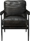 Mid Century Antique Black Leather Club Chair - Christopher