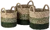 Clearance 14 Inch Green and Light Brown Seagrass Basket with Handles