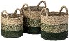 13 Inch Green and Light Brown Seagrass Basket with Handles