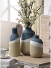 8 Inch Sand, White and Blue Ceramic Decorative Bottle