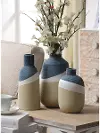 8 Inch Sand, White and Blue Ceramic Decorative Bottle